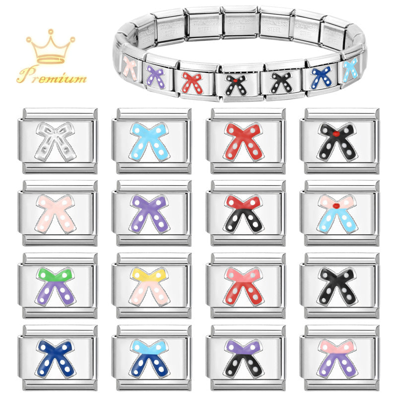 Wholesale Stainless Steel Italian Style Bow Charms,  DIY Bracelet Craft Accessories for Jewelry Making