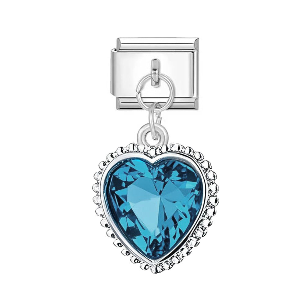 Wholesale Italian Charm Bracelet 9mm DIY Colorful Heart-Shaped   Creative Stainless Steel Composable Bracelet