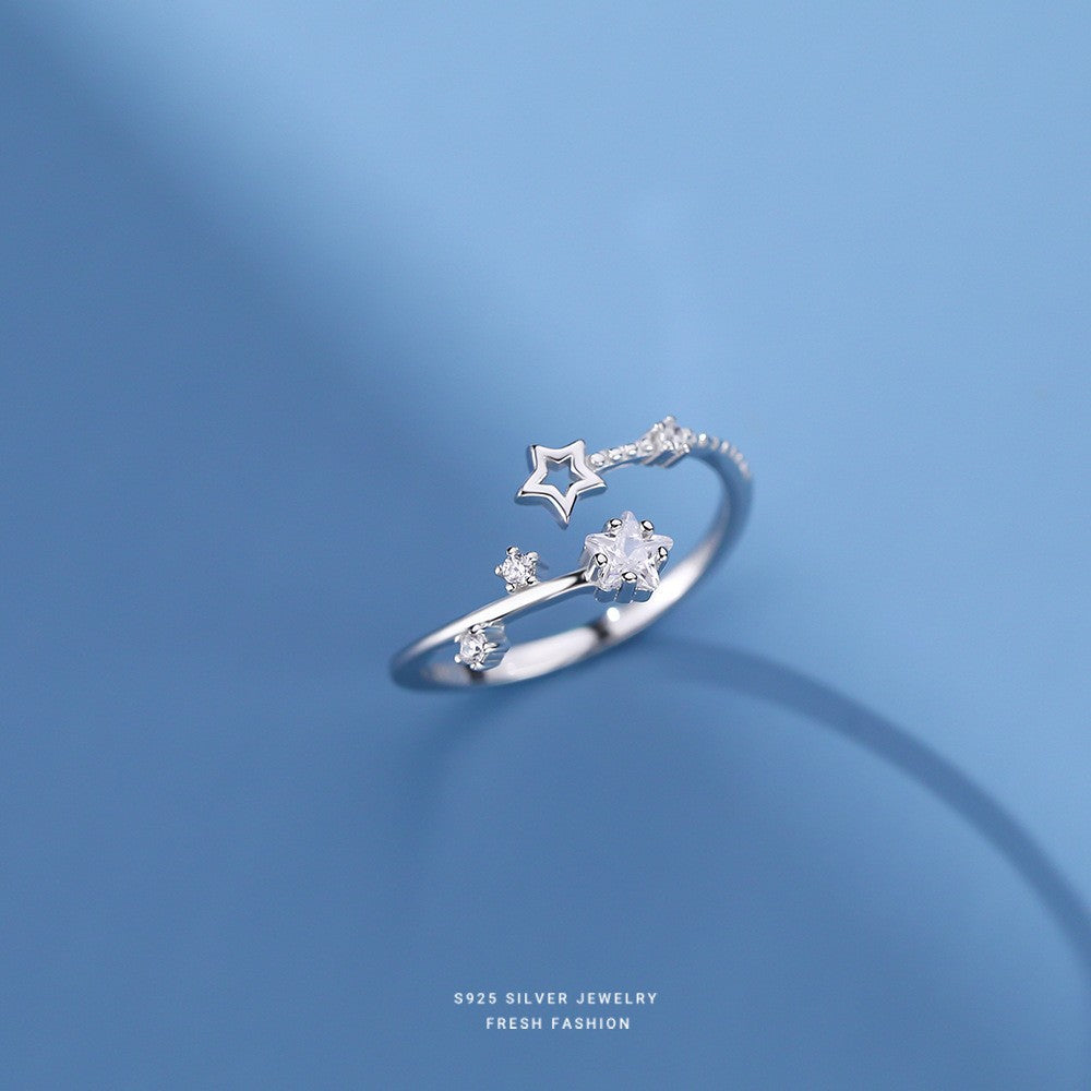 Wholesale 925 Sterling Silver Adjustable Star Zirconia Ring