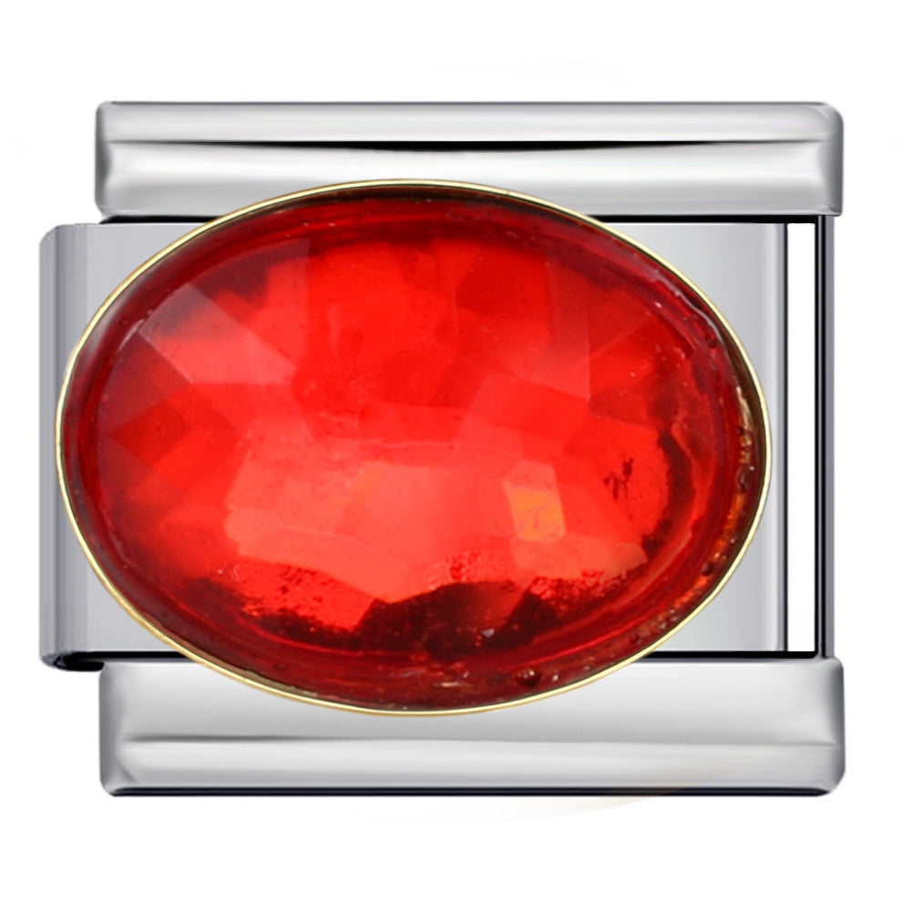 Wholesale Italian Charm Bracelet 9mm DIY Splicing Removable Large Oval Color Stone Stainless Steel Composable Bracelet