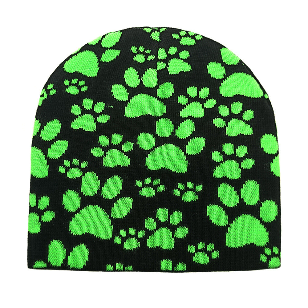 Wholesale Dog Claw Jacquard Wool Hat Beanie