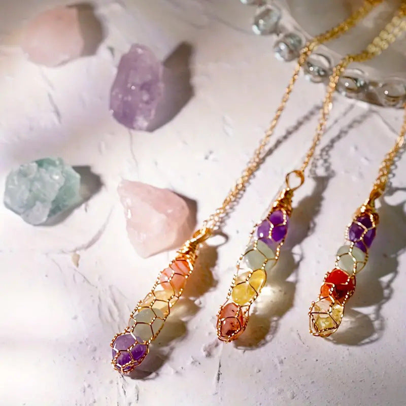 Wholesale Natural Rainbow Amethyst Crystal Wire Wrap Pendant Geometric Fashion Accessory For DIY Jewelry Making