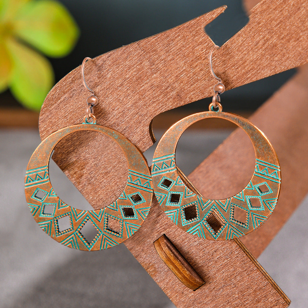 Wholesale Zinc Alloy Ethnic Bohemian Geometric Hollow Water Drop Earrings for Women Fashion Jewelry Accessory