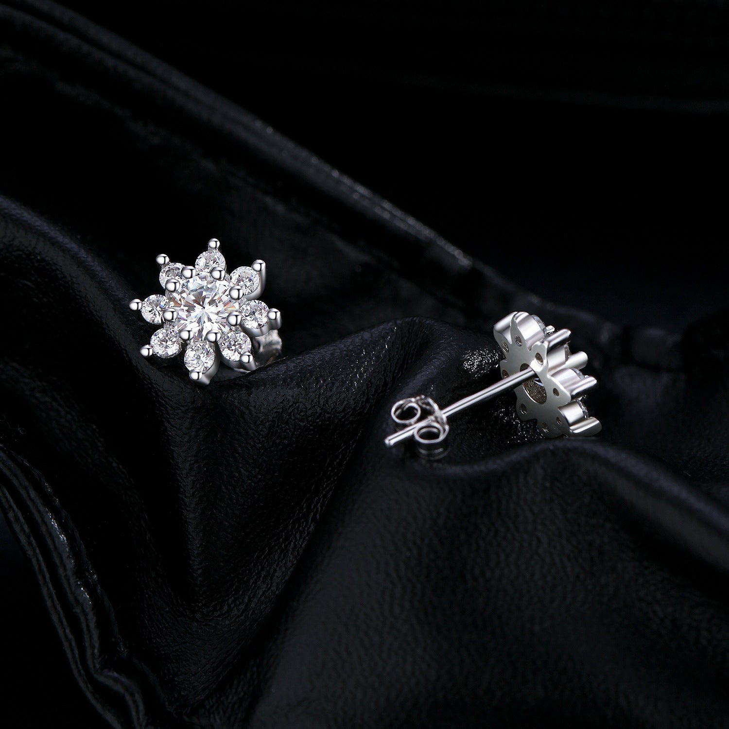 Wholesale  diamond s925 silver flower earrings