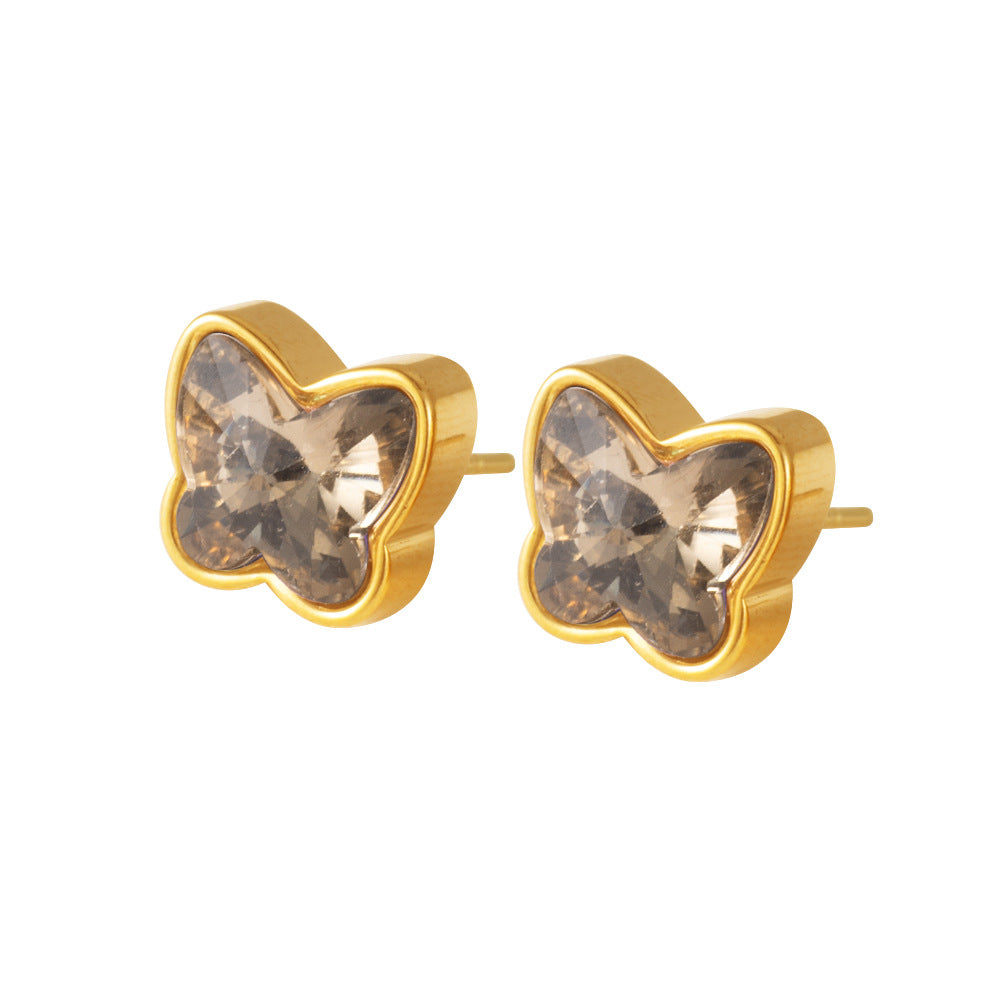 Wholesale Gold Plated Stainless Steel Butterfly Earrings Colorful Details Women Jewelry Accessory