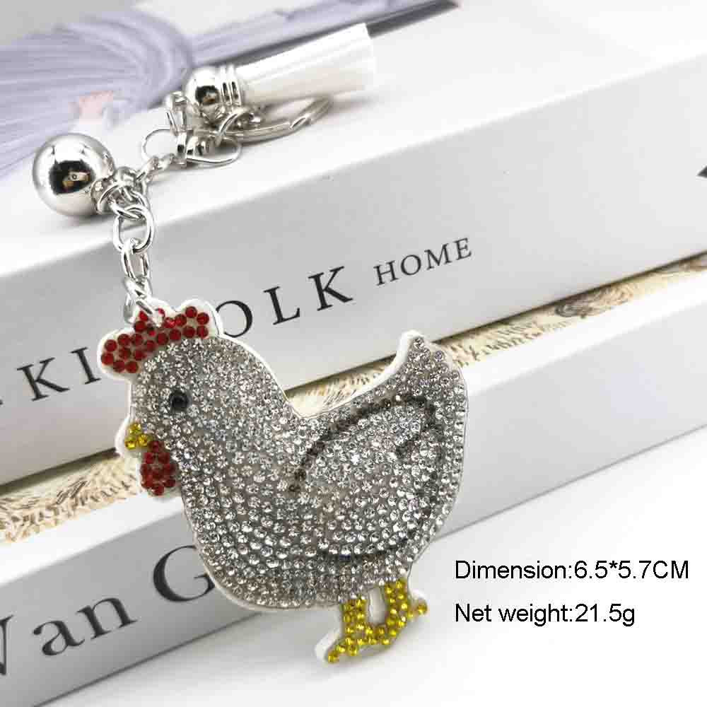 Wholesale  Cartoon  Diamond-encrusted Hen Keychain