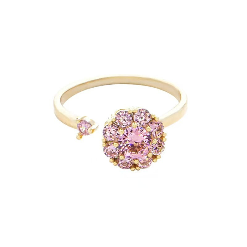 Wholesale Gold Plated Rotatable Flower Ring Women' s Jewelry Accessory