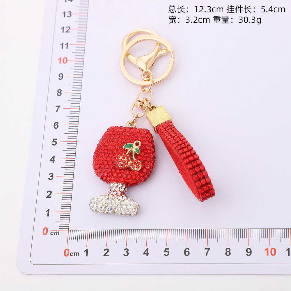 Wholesale Cross-Border Wine Glass Keychain with Diamonds,  Mini Wine Glass Car Keychain Pendant,  Creative Bag Accessories