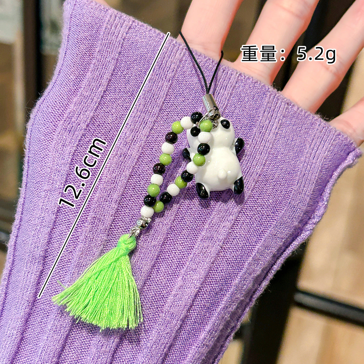 Wholesale Cute Panda Beaded Mobile Phone Chain Keychain