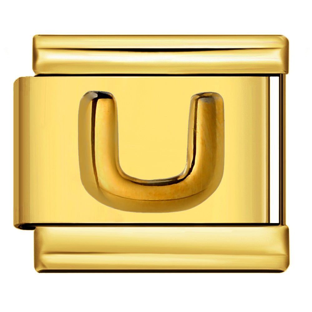 Wholesale Italian Charm Bracelet 9mm DIY Splicing Removable Raised Letters Stainless Steel Composable Bracelet