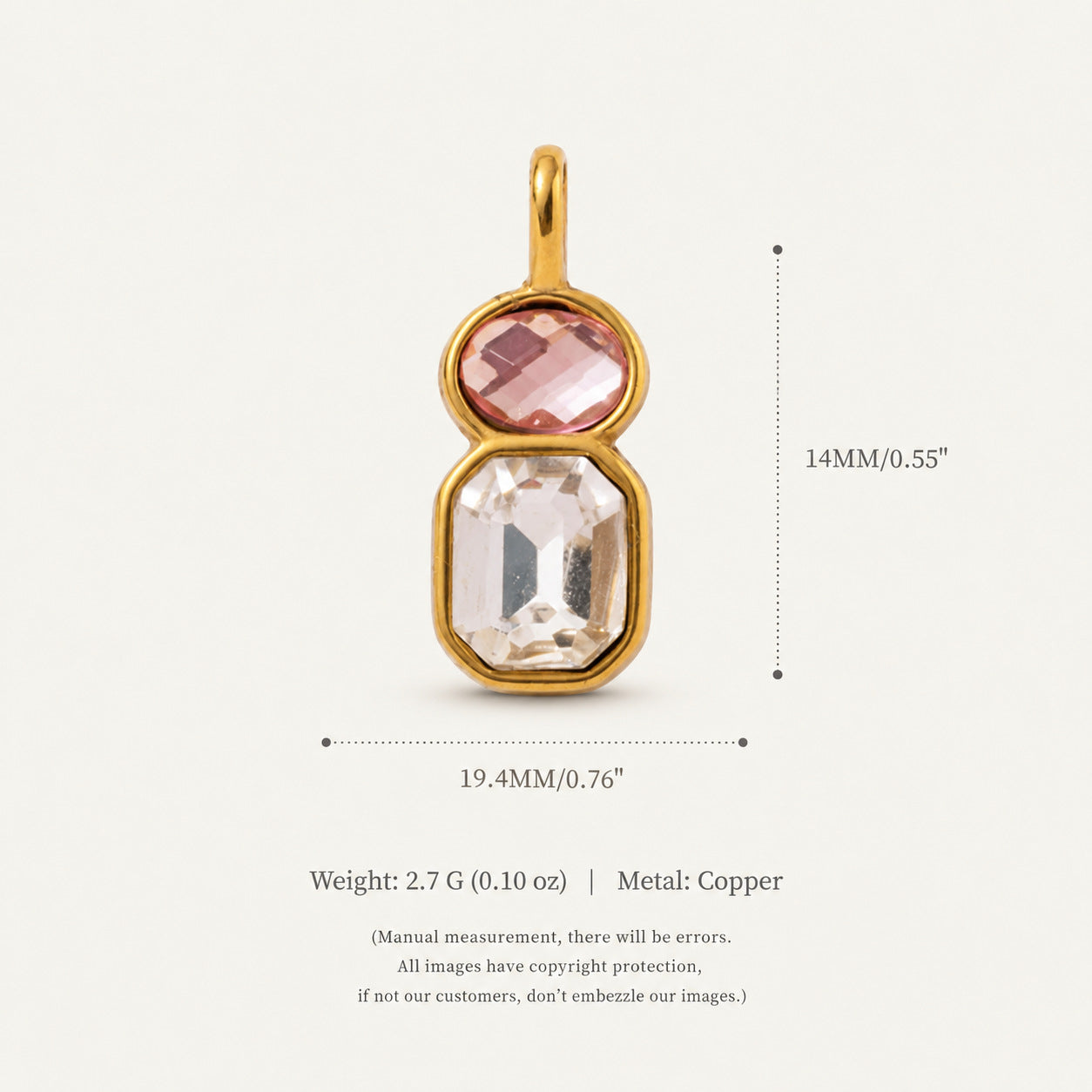 Wholesale Modern Stainless Steel DIY Pendant Jewelry Accessory With Colorful Zircon And Natural Stone For Necklace Bracelet Or Bag Charm