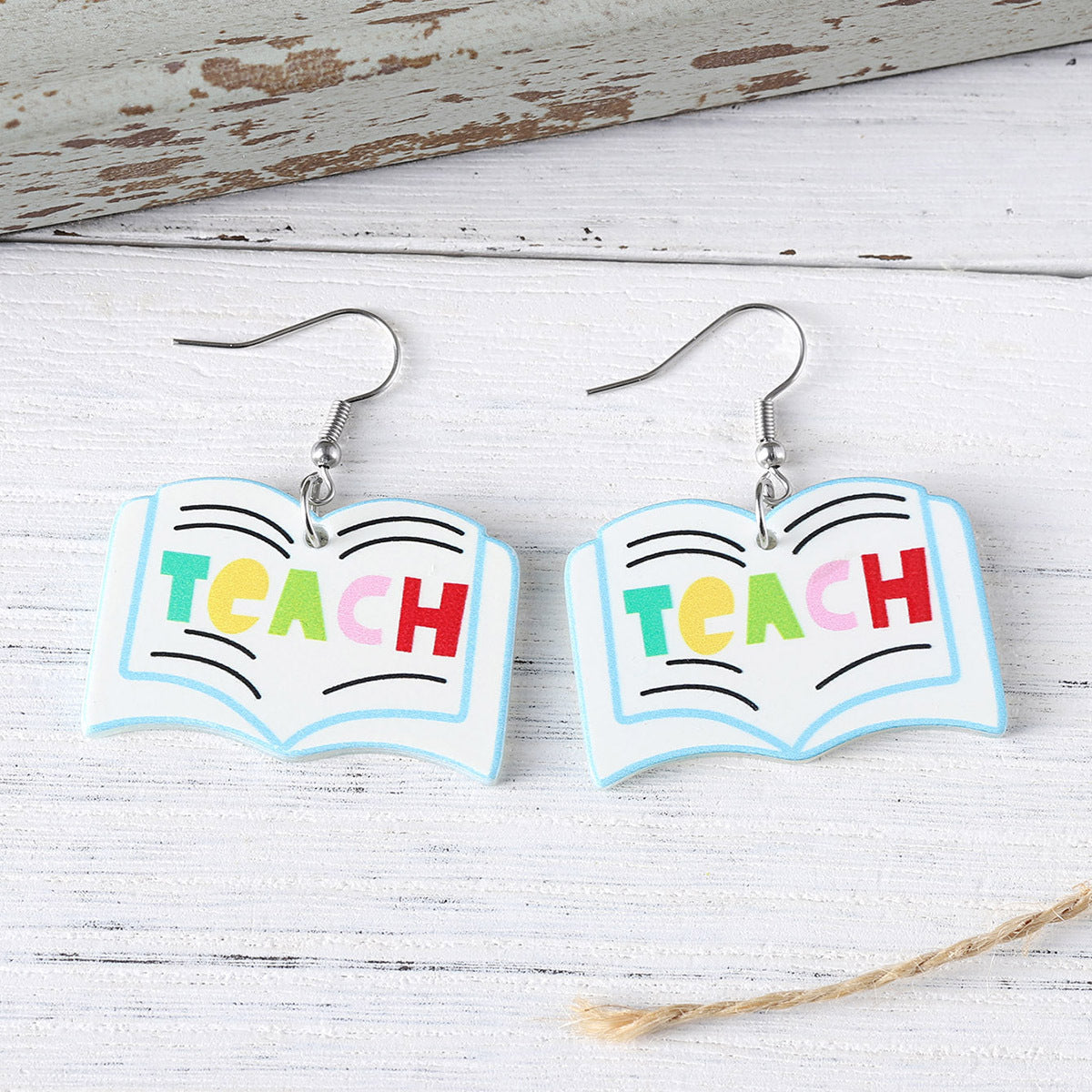 Wholesale  School Season Books Apple Pendant Earrings