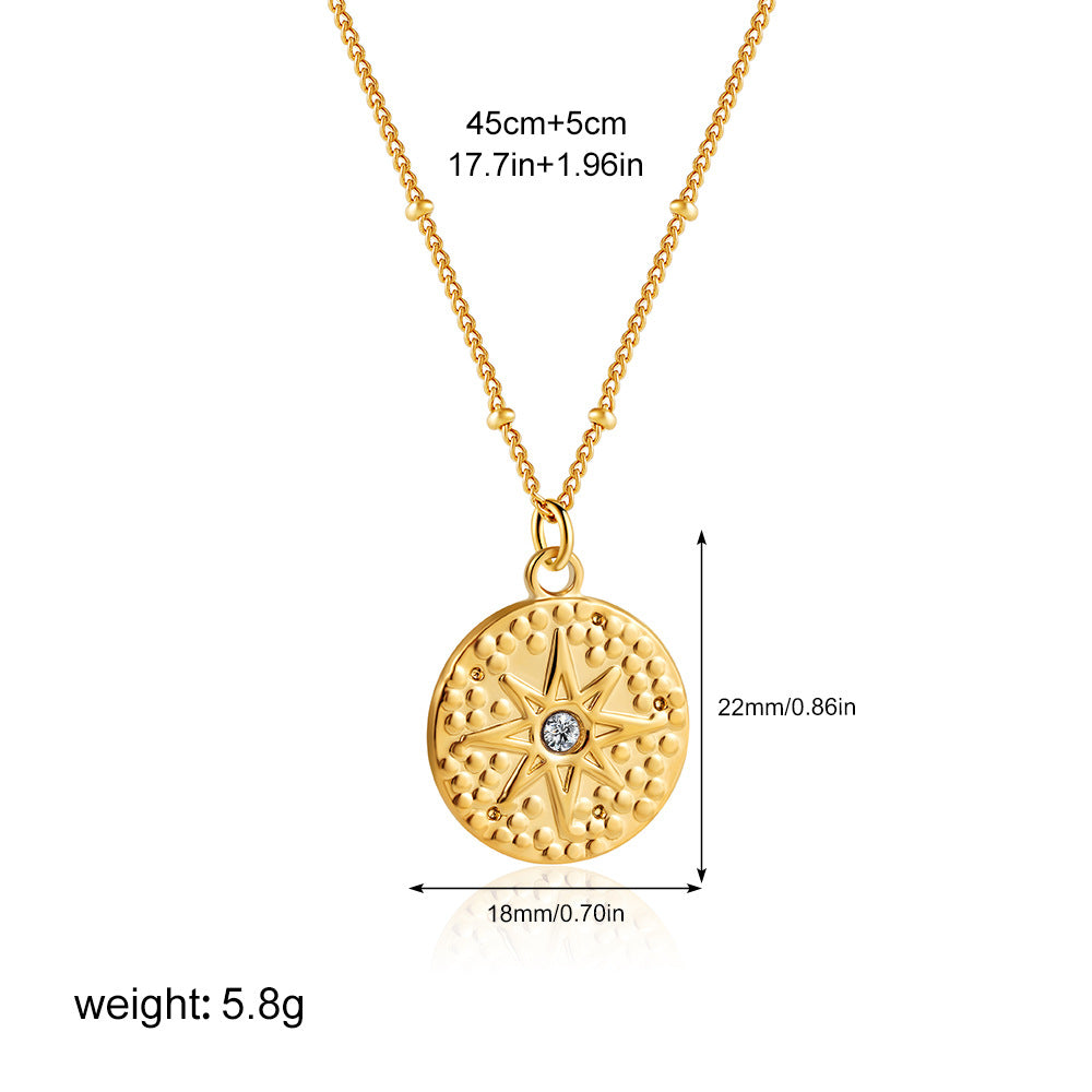 Wholesale  stainless steel 18K gold solid small tag inlaid zircon pendant necklace