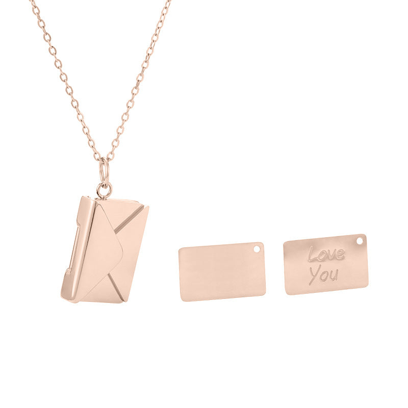 Wholesale Flip Envelope Pendant Stainless Steel Necklace Couple Necklace ACC-NE-JinYuan001