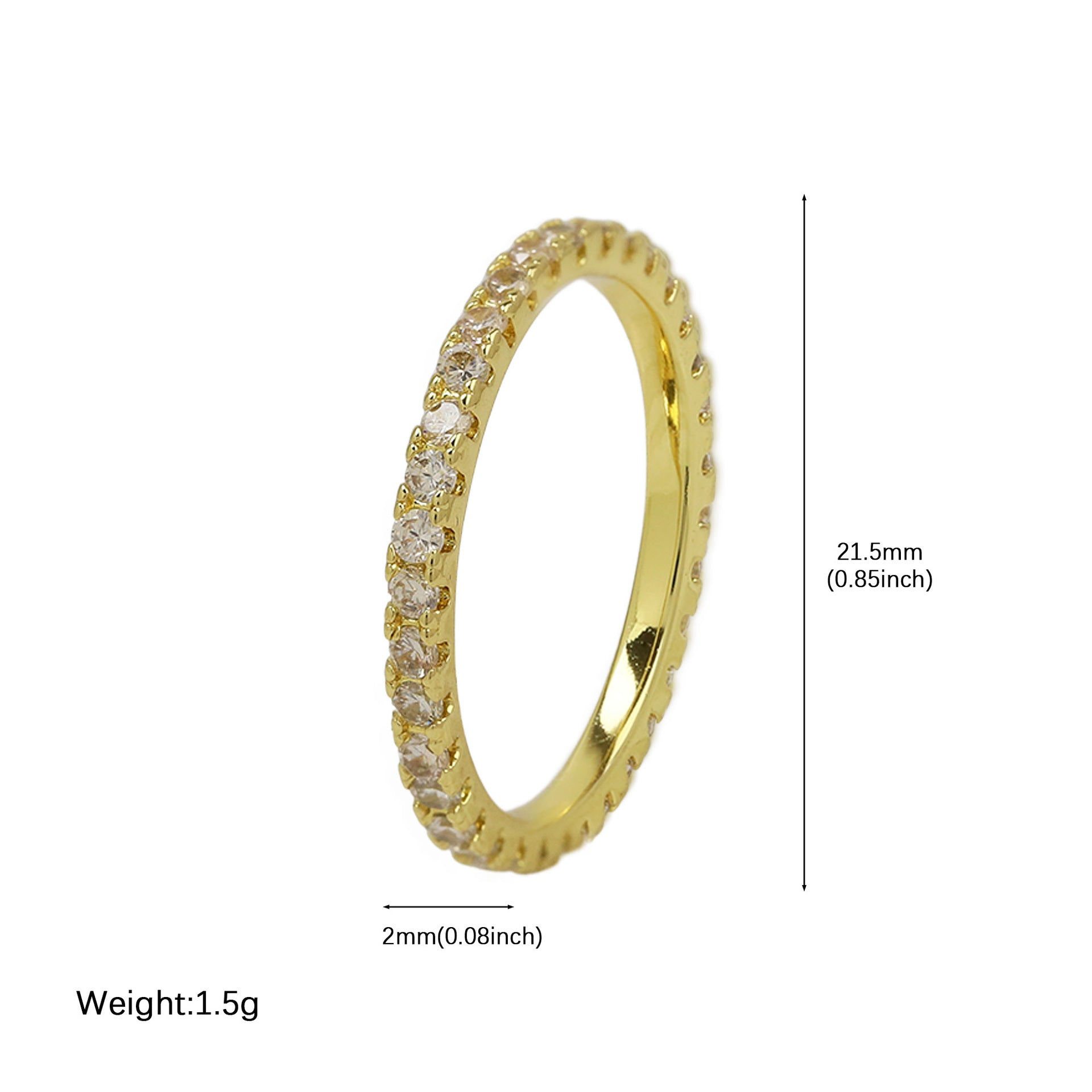 Wholesale  gold and silver brass full diamond smooth simple personality  ring