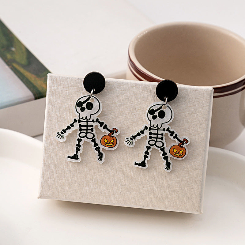 Wholesale   Funny Pumpkin Skull Earrings Ghost Acrylic Earrings