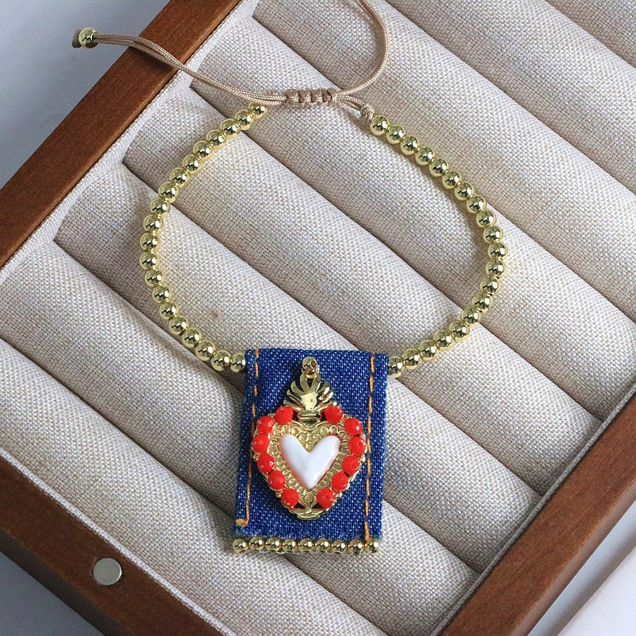 Wholesale Copper bead heart-shaped bracelet