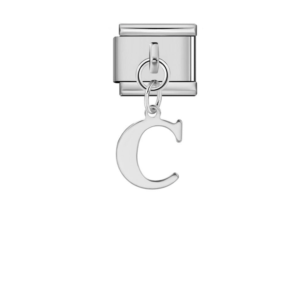 Wholesale Italian Charm Bracelet 9mm DIY Silver Simple Letter  Creative Stainless Steel Composable Bracelet