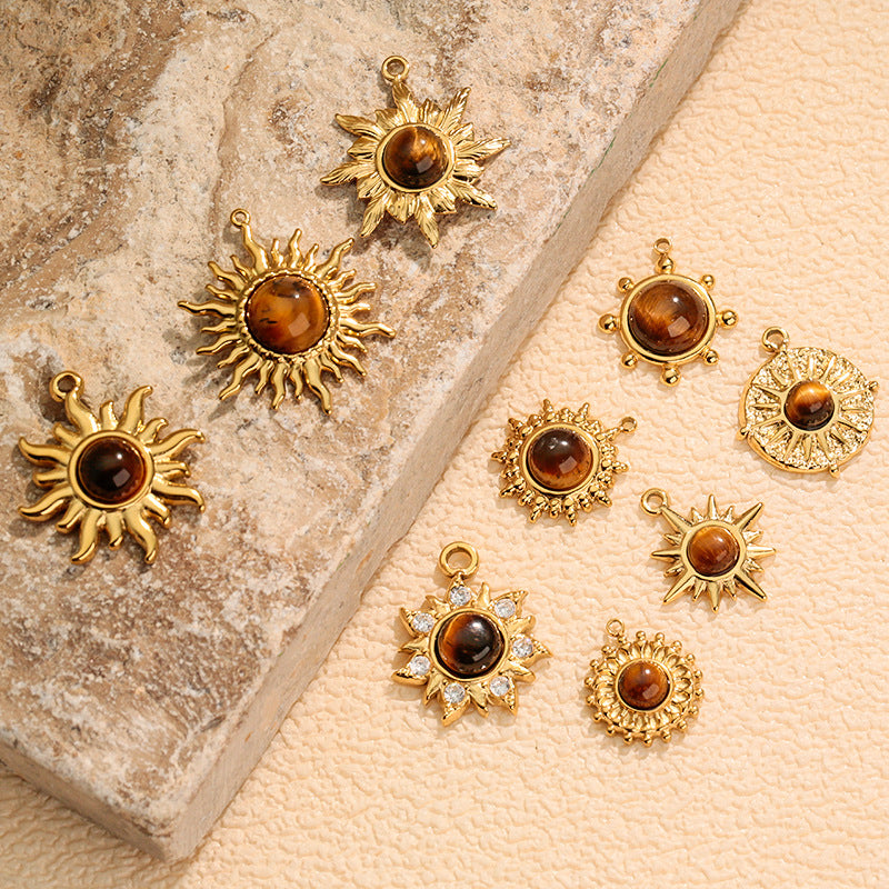 Wholesale stainless steel tiger' s eye stone jewelry pendant