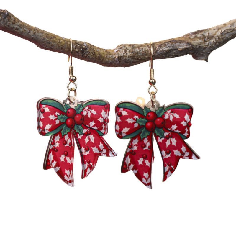 Wholesale Christmas bow acrylic earrings