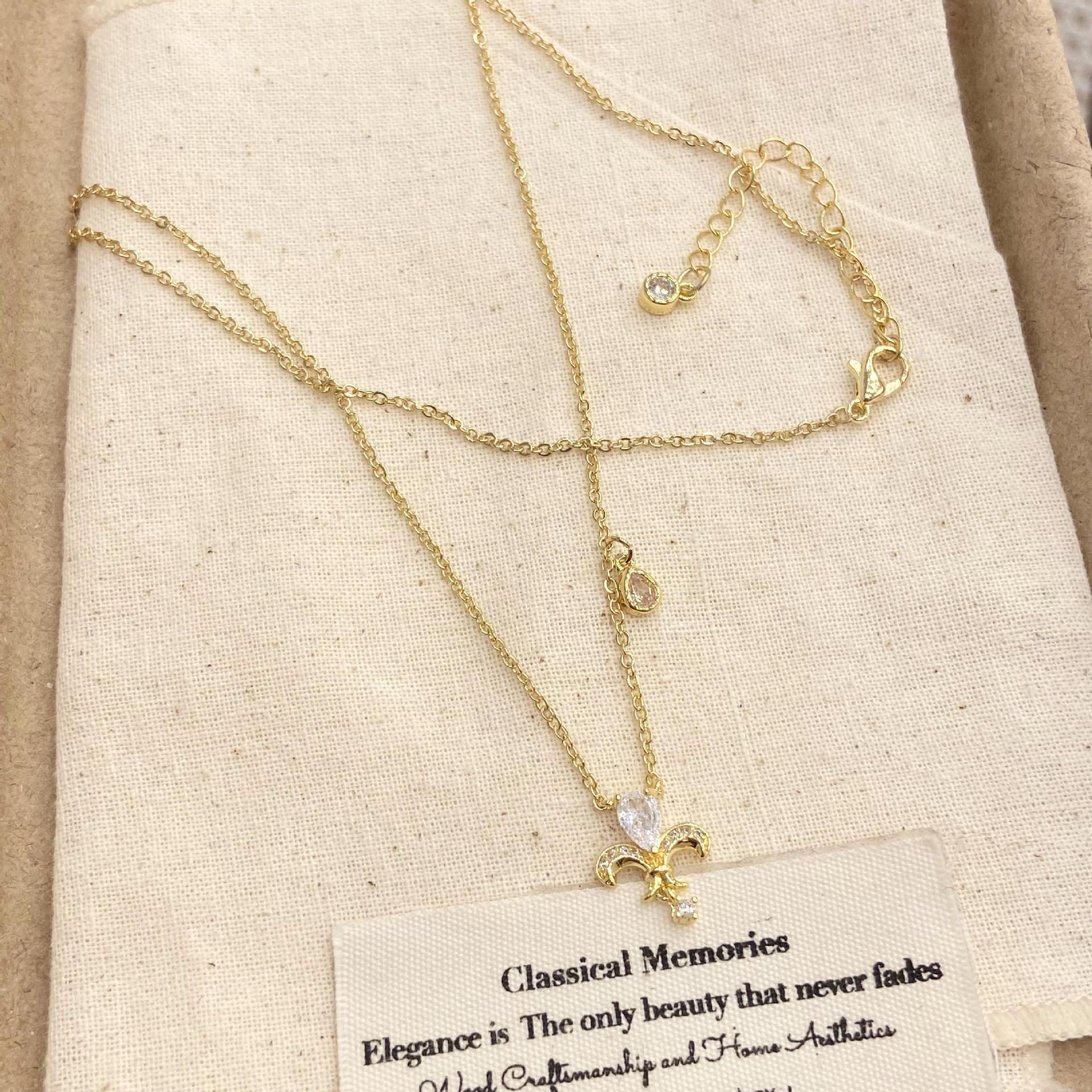 Wholesale copper zircon iris pendant necklace