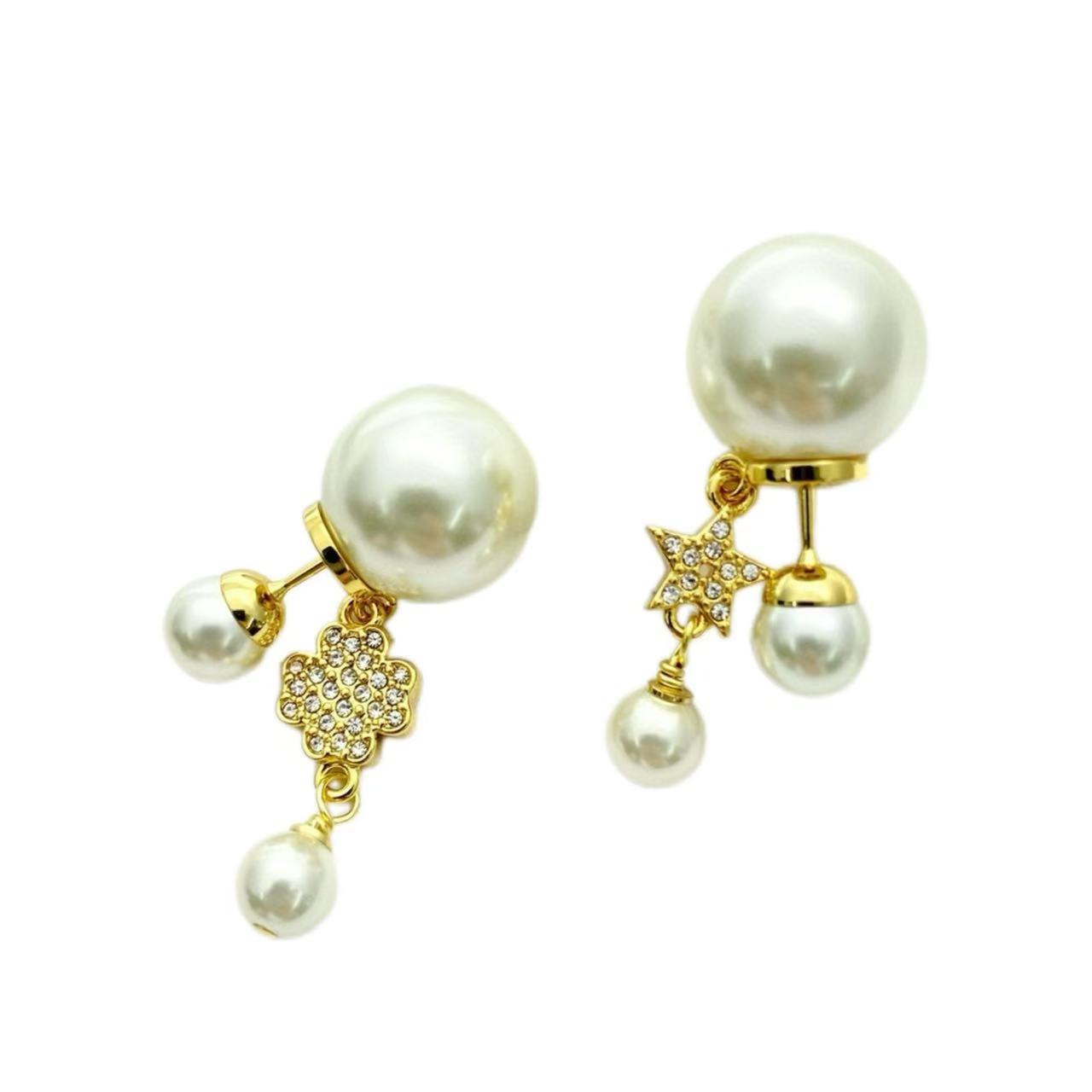Wholesale Man-made pearl and diamond stud earrings ACCVIP