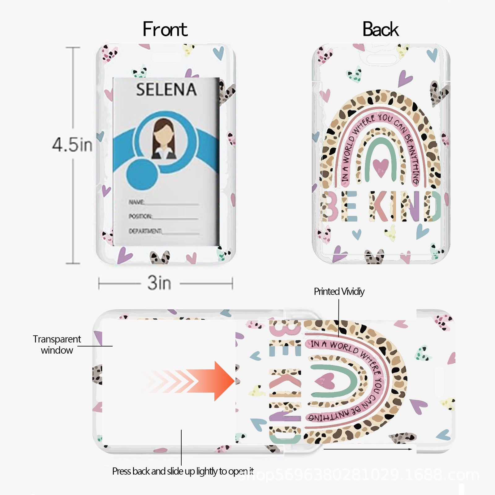 Wholesale Hand Painted Rainbow Printed Acrylic Beaded Badge Scroll Card Holder Keychain Badge Reels ACC-KC-ChiHai010