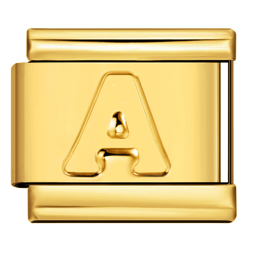 Wholesale Gold Plated Stainless Steel Concave Letter Modular Bracelet - DIY Jewelry Accessory for Boutique Resale