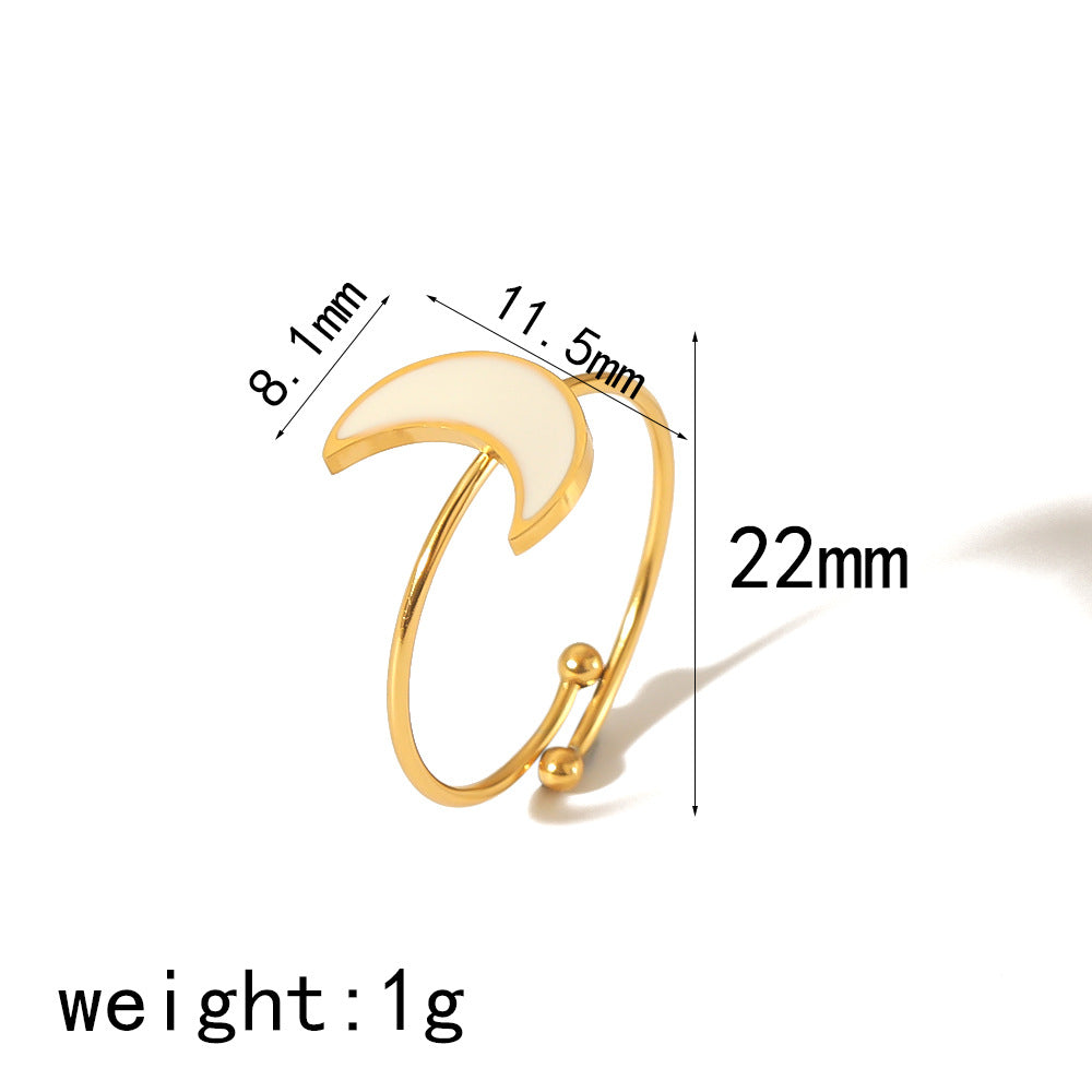 Wholesale Four Leaf Clover Love Heart 18K Gold Stainless Steel Open Adjustable Rings ACC-RS-LiQuan002