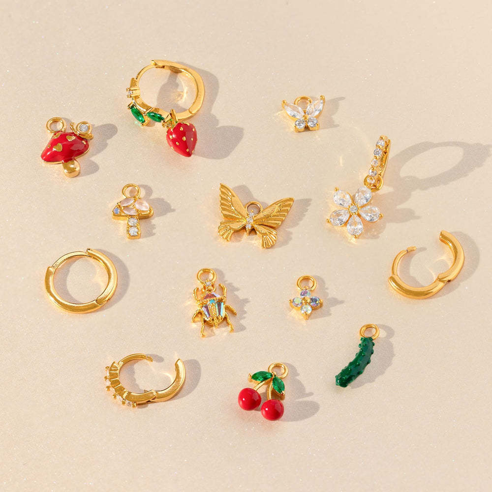 Wholesale titanium steel diy color fruit butterfly small  bee beetle pepper earring