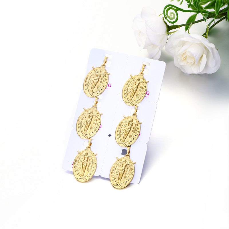 Wholesale Geometric Statue Pendant Necklace Gold-Tone Copper Alloy Fashion Accessory for Party Gift