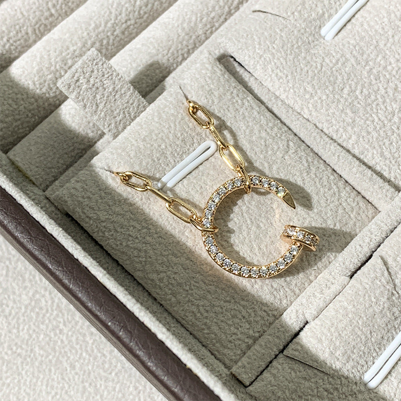 Wholesale V gold thick chain nail necklace necklace light luxury niche design necklaces