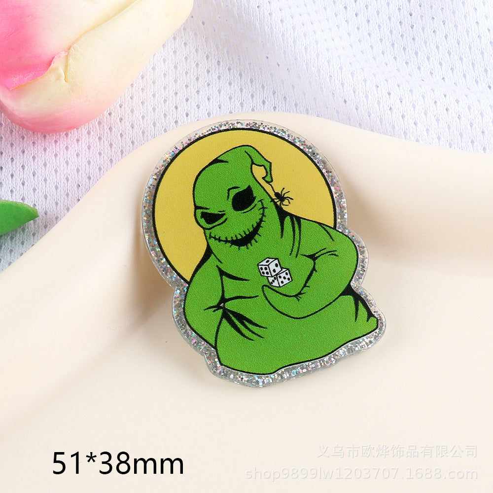 Wholesale  10pcs DIY Flatback cartoon character Acrylic Flatback Badge Reels Retractable Keychain DIY Accessories