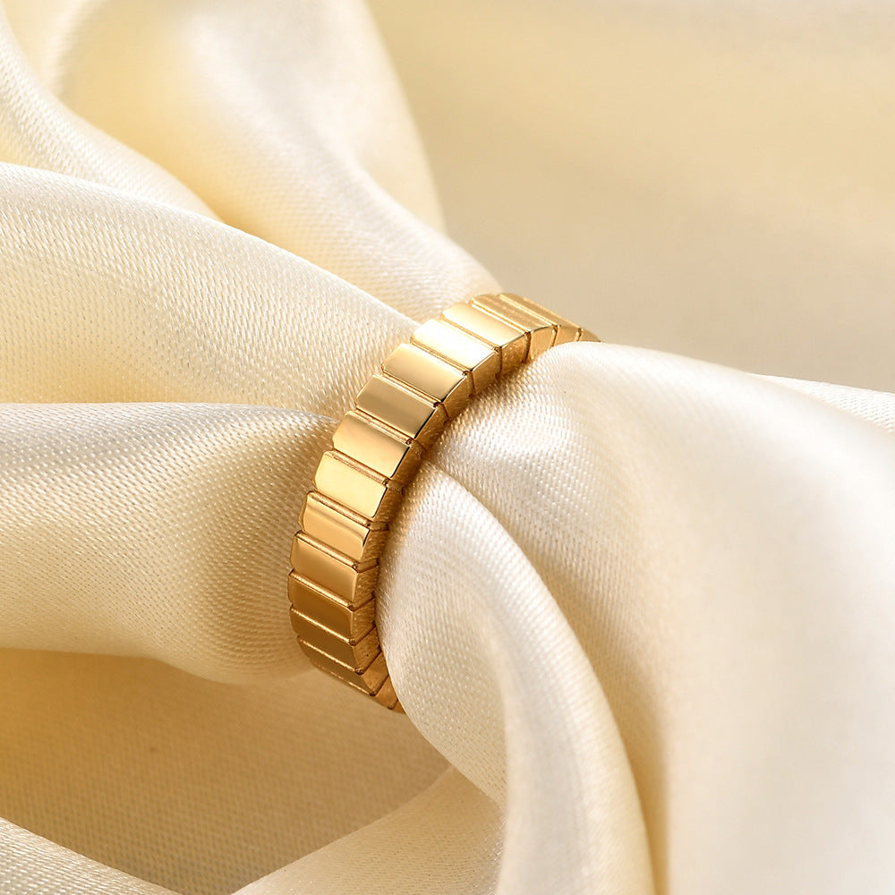 Wholesale 4MM rectangular stylish simple striped stainless steel ring