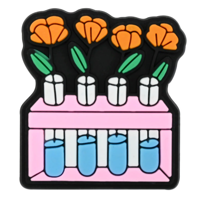 Wholesale Random 100pcs  floral vase series  PVC Soft Rubber Shoe Buckle Decoration