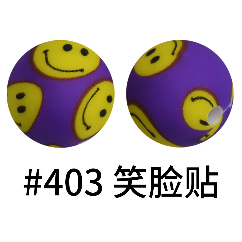 Wholesale 50pcs 15mm Western Style Leopard Skull Color Aztec Printed Silicone Balls Beads ACC-BDS-HeSheng002