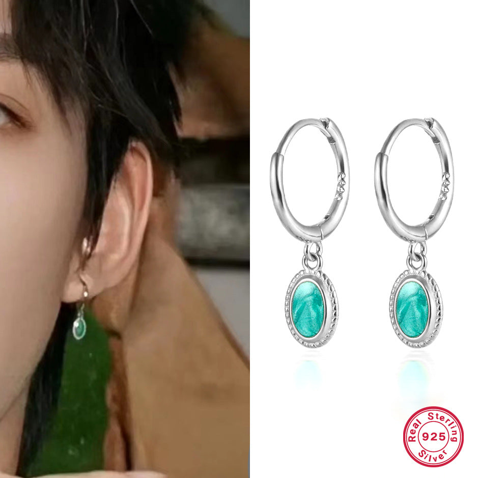 Wholesale S925 Silver Starry Sky Oil Drop Vintage Sterling Silver Earrings ACC-ES-JingXu003