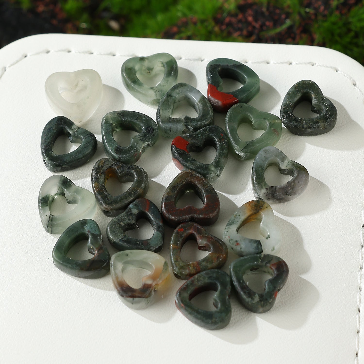 Wholesale 10mm Natural Crystal Agate Stone Hollow Heart Necklace  Pendant