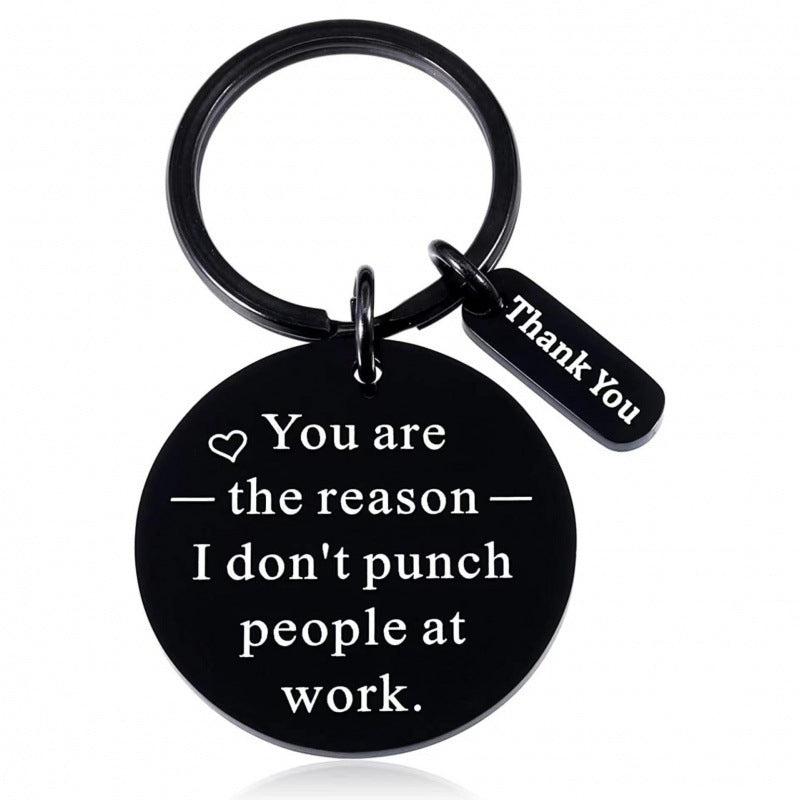 Wholesale European American Style Stainless Steel Inspirational Gratitude Keychain Gift For Family And