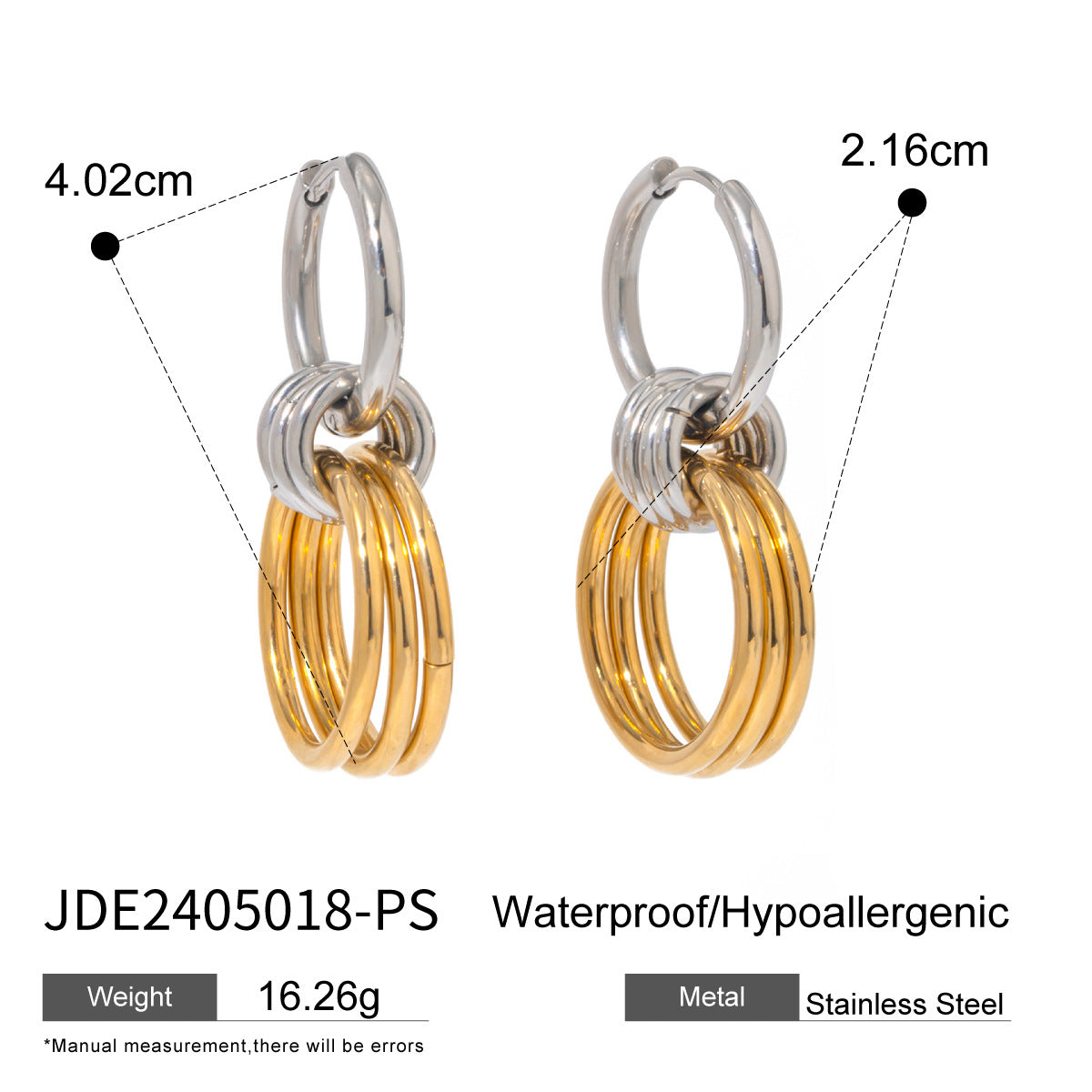 Wholesale Stainless steel 18K color matching smooth steel ring earrings  not fade jewelry