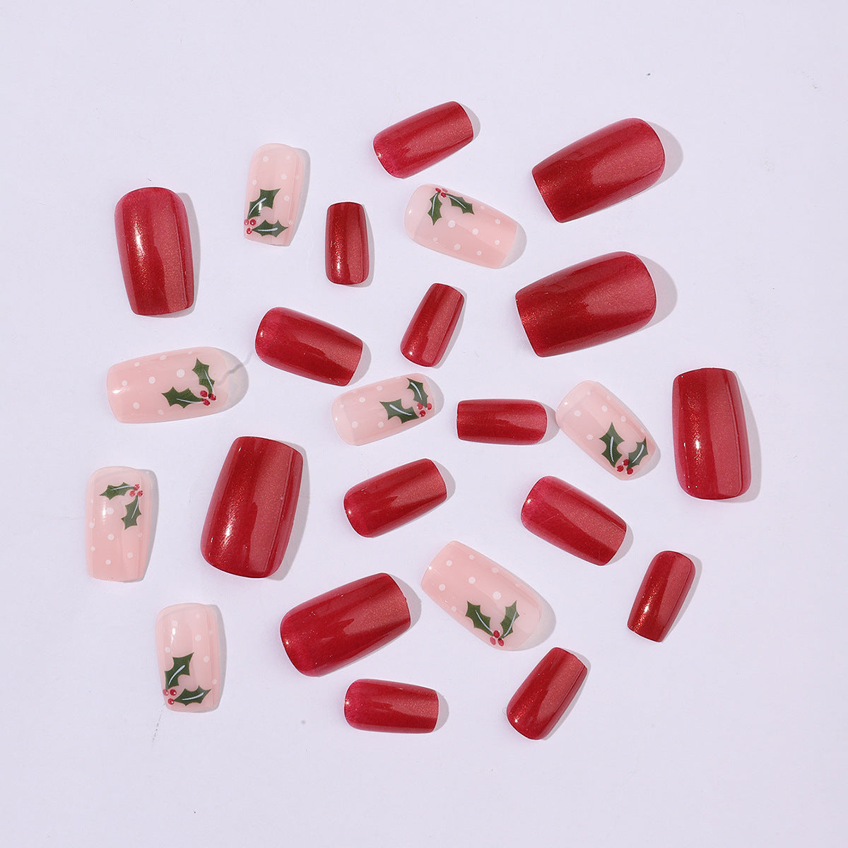 Wholesale 24 Pieces/  box Red mistletoe Nails Kits Nail Stickers
