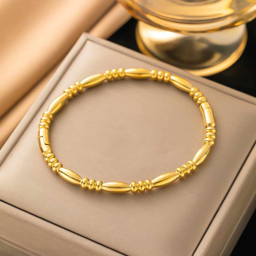 Wholesale 18K Gold Bamboo Titanium Steel Bracelet ACC-BT-Qinji006
