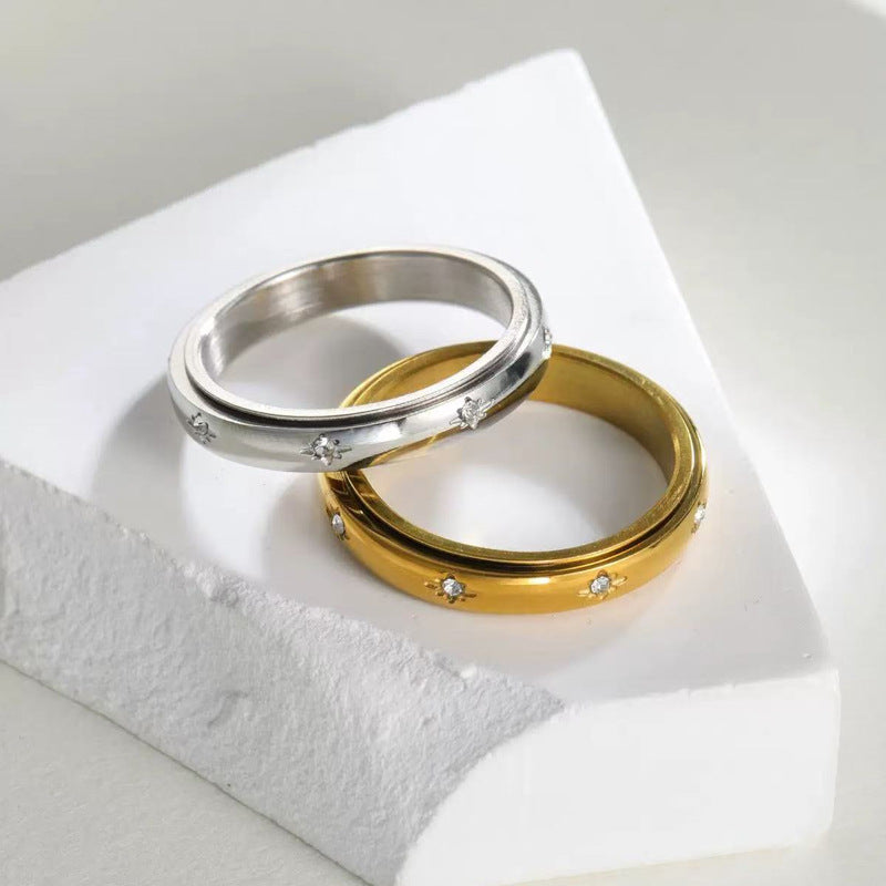 Wholesale Cross-Border Stainless Steel 4mm Rhombus Faceted Ring