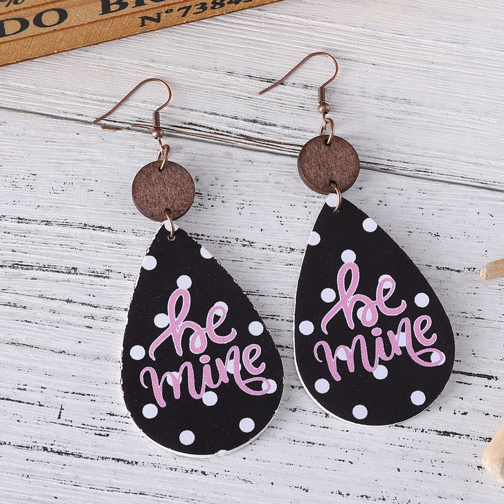 Wholesale Valentine' s Day Leather Heart Earrings