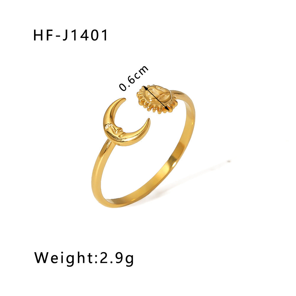 Wholesale Leaf Geometric Hollow Flower 18k Gold Plated Snake Shaped Titanium Steel Ring Stainless Steel ACC-RS-Xiny002