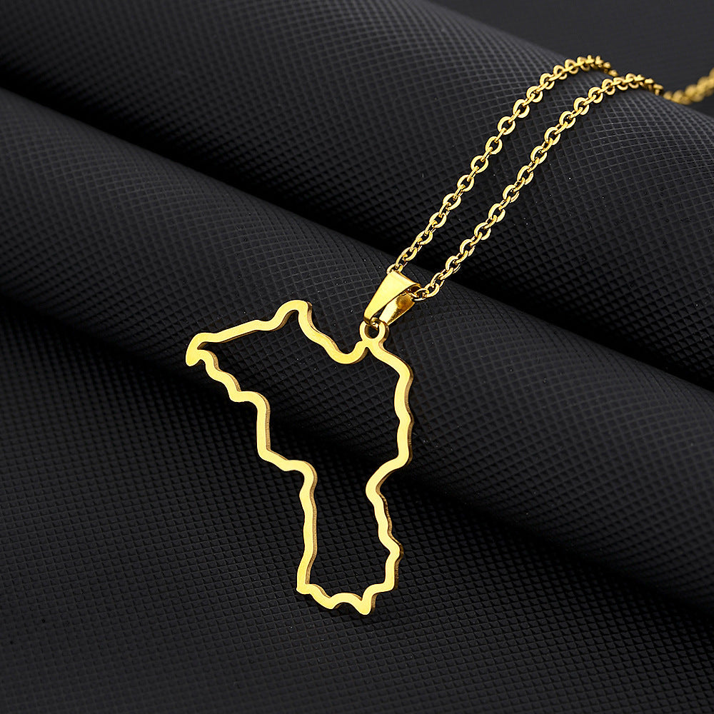 Wholesale Geometric Vintage Drip Oil Pendant Necklace Stainless Steel Jewelry Accessory