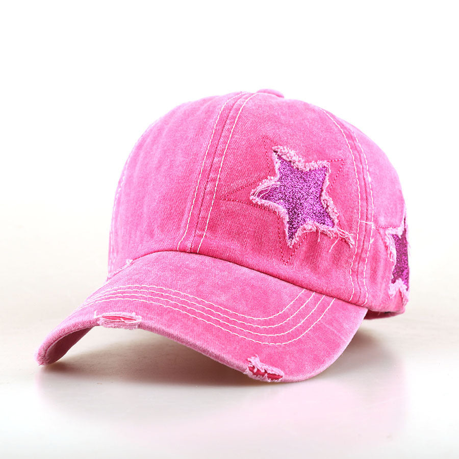 Wholesale Star Sequined Worn Baseball Cap
