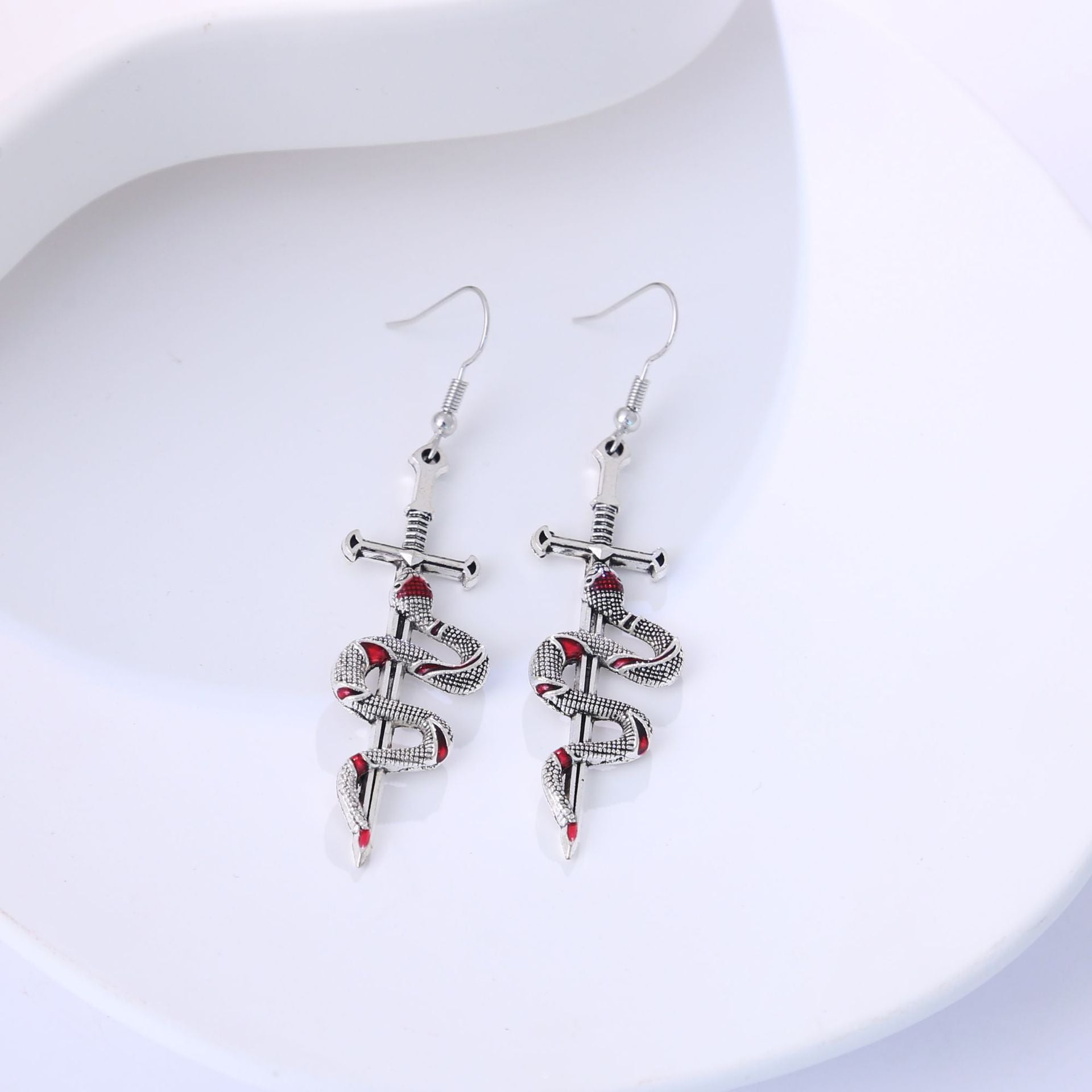 Wholesale Vintage Snake Cross Earrings Exaggerated Design Fashion Jewelry Accessory For Party Gift
