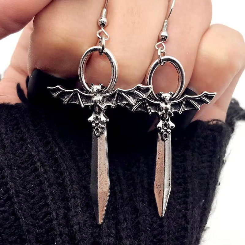 Wholesale Bat Design Earrings Ancient Silver Alloy Jewelry Accessory