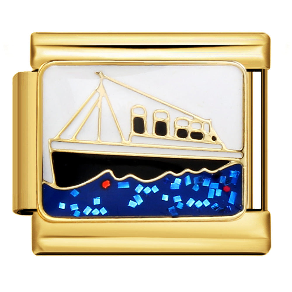 Wholesale Italian Charm Bracelet 9mm DIY Splicing Removable Gold Base Stainless Steel Composable Bracelet